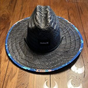 Hurley Black/dark blue Straw Hat with tye dye Trim